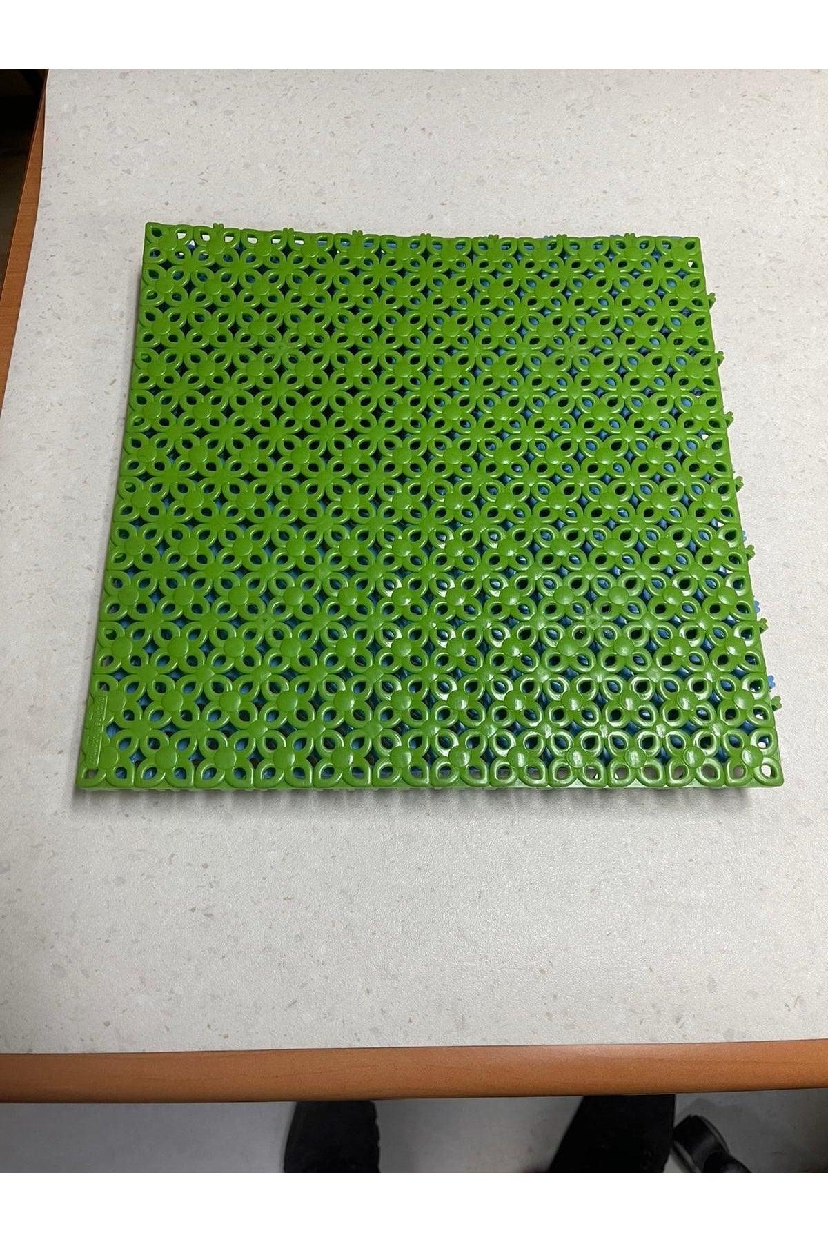 33x33 Cm Contrasted Plastic Mat Floor Tile Rose Patterned Green - Swordslife