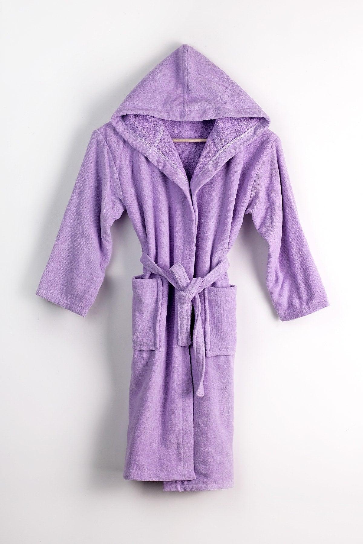 100% Cotton Hooded Velvet Lilac Teen Robe / Waitress Size - Swordslife