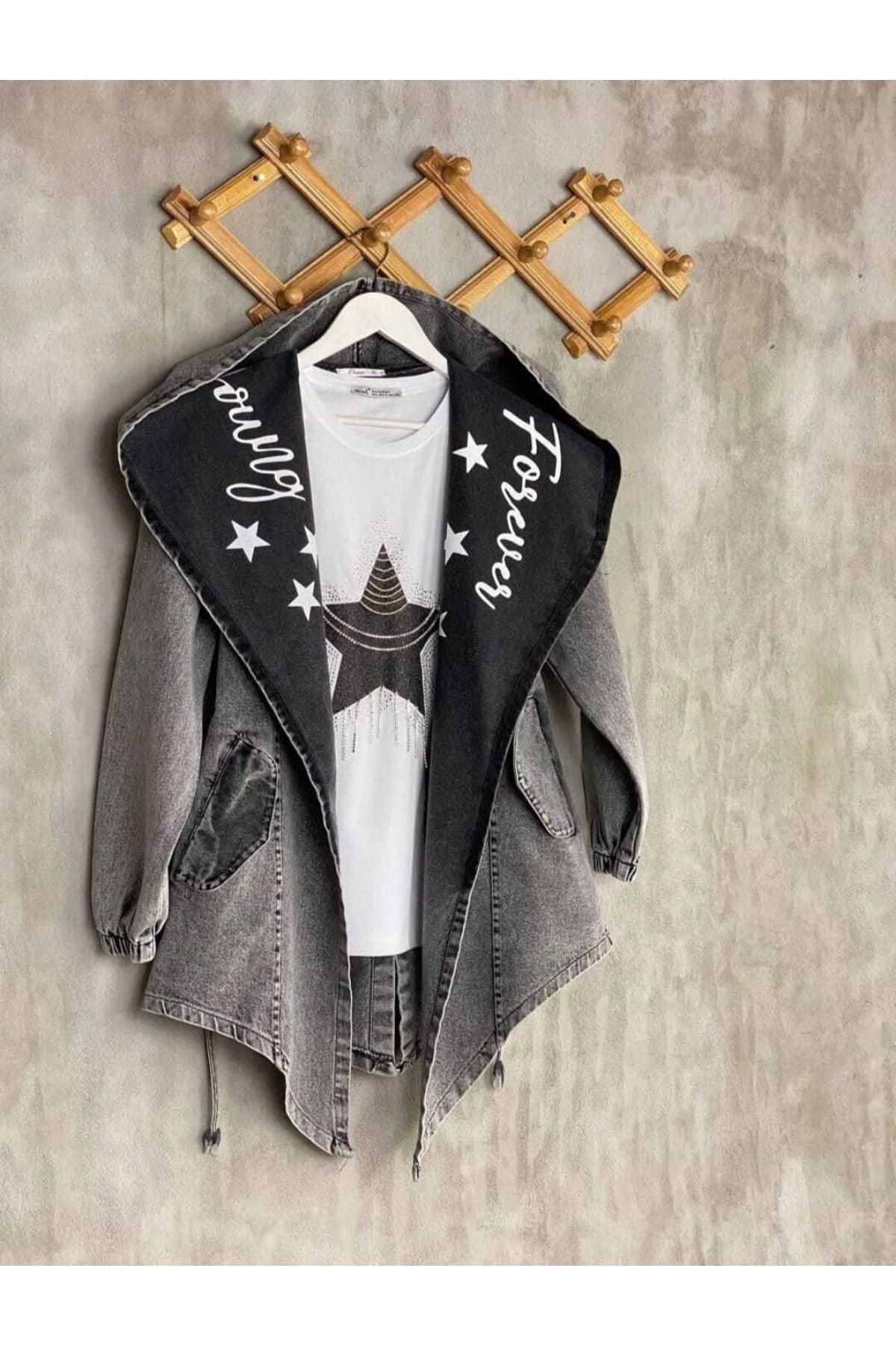 Women's Star Patterned Denim Jacket - Swordslife