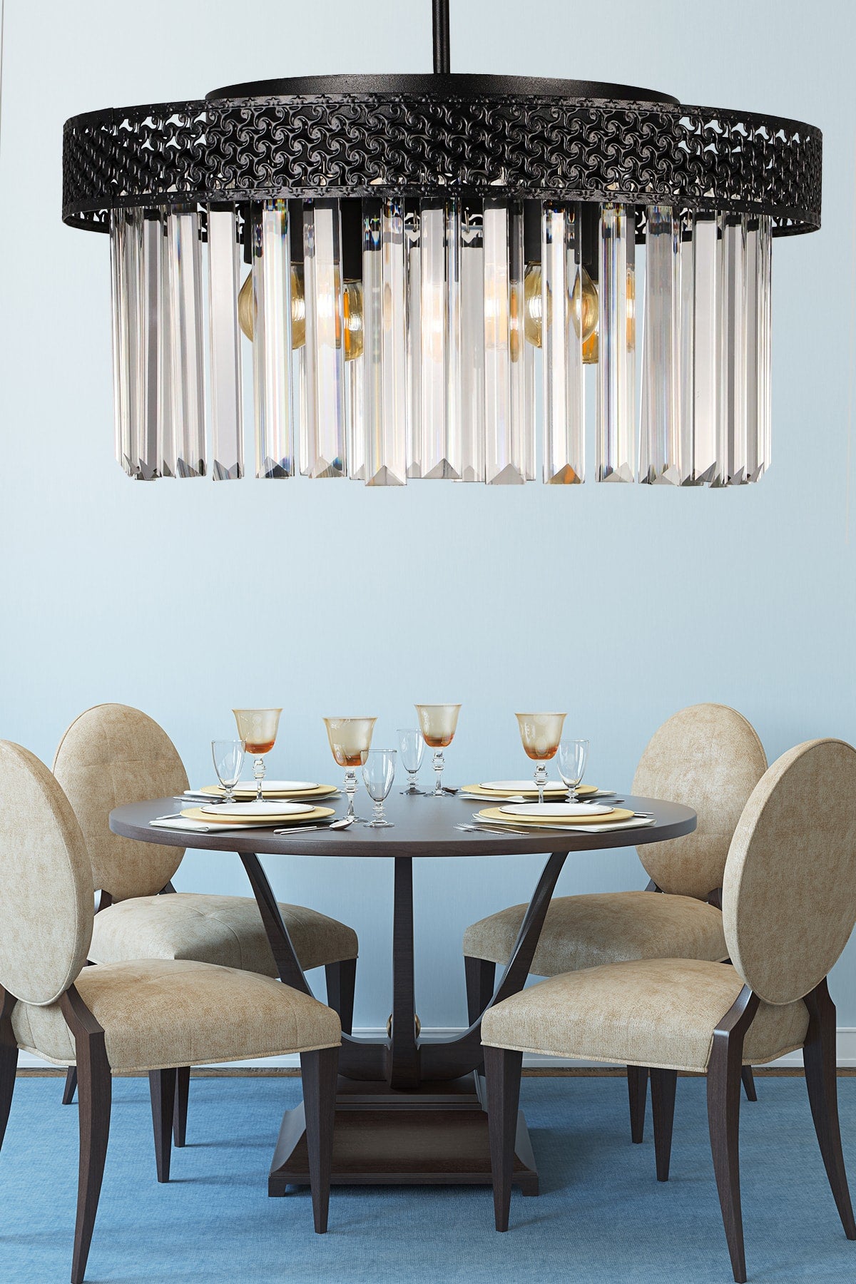 Sitrus 4Th Black Lux Crystal Stone Chandelier