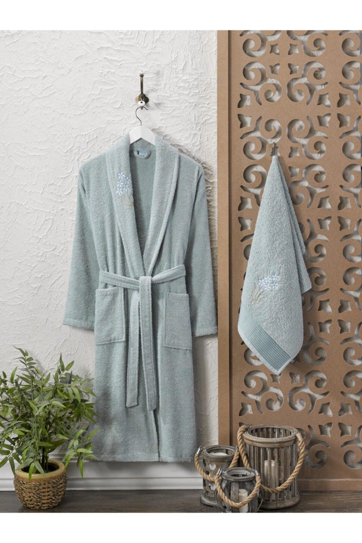 Set of 2 Cotton Embroidered Towel Bathrobes - Swordslife