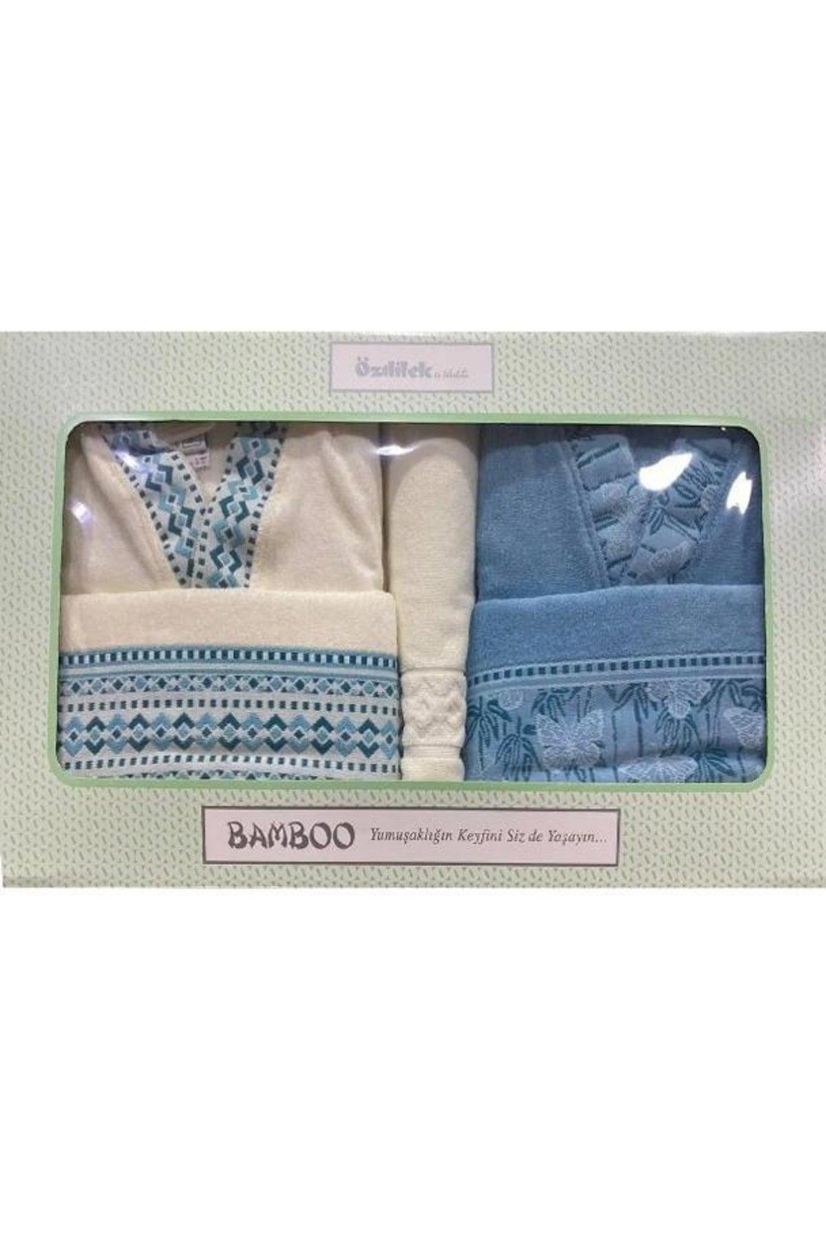 Bathrobe Set Boutique Dream Happy Set Family Set 5 Pieces Blue-cream - Swordslife