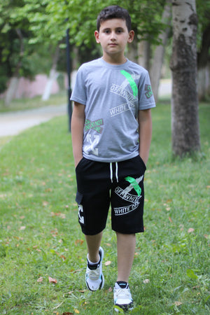 X Printed Men'S Capris Men'S Bottom-Top Tracksuit Set