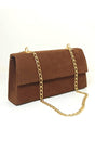 Women's Tan Suede Chain Strap Bag - Swordslife