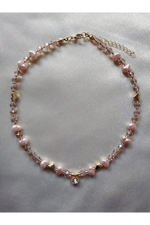 White Glitter Tip Baroque Pearl Heart Bead Necklace - Swordslife