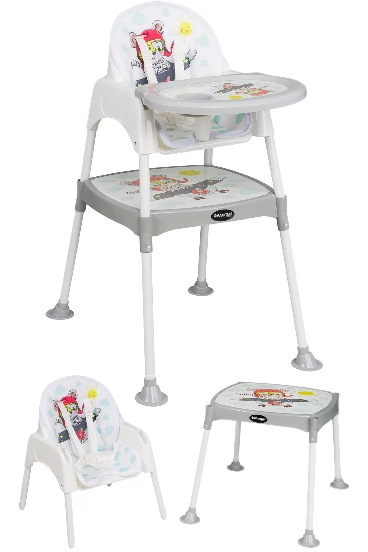 Baby Feeding 3In1 Desk Highchair Gray Airplane