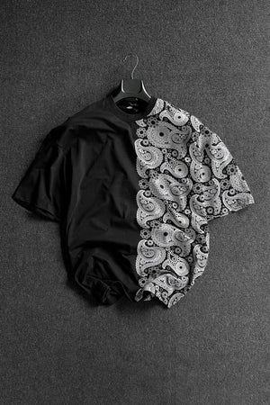 Men'S Half Mussel Pattern Printed Oversize Tshirt