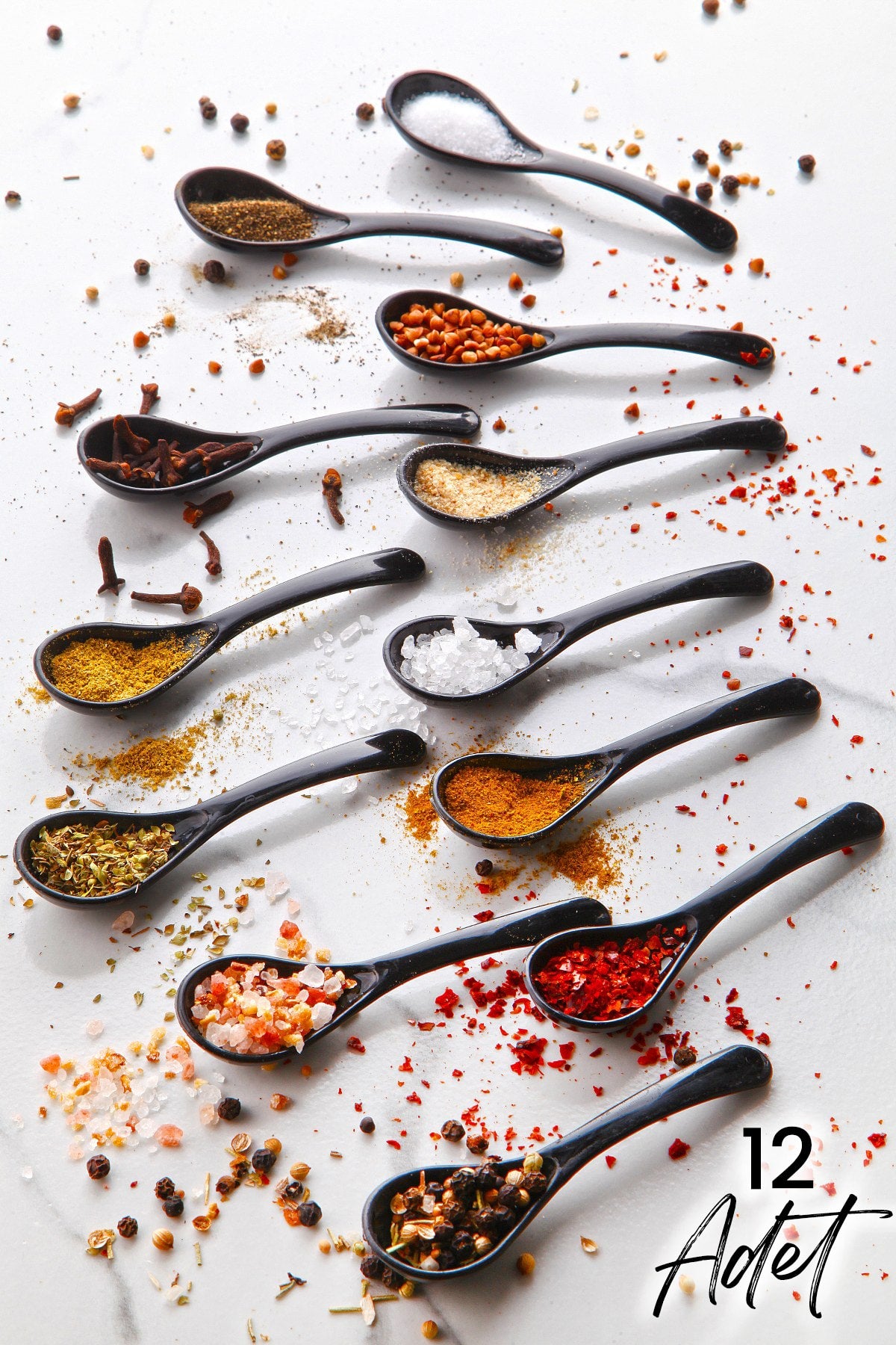 12 Black Serving And Spice Spoons - Breakfast Honey Spoon Sugar Jam Serving Spoon