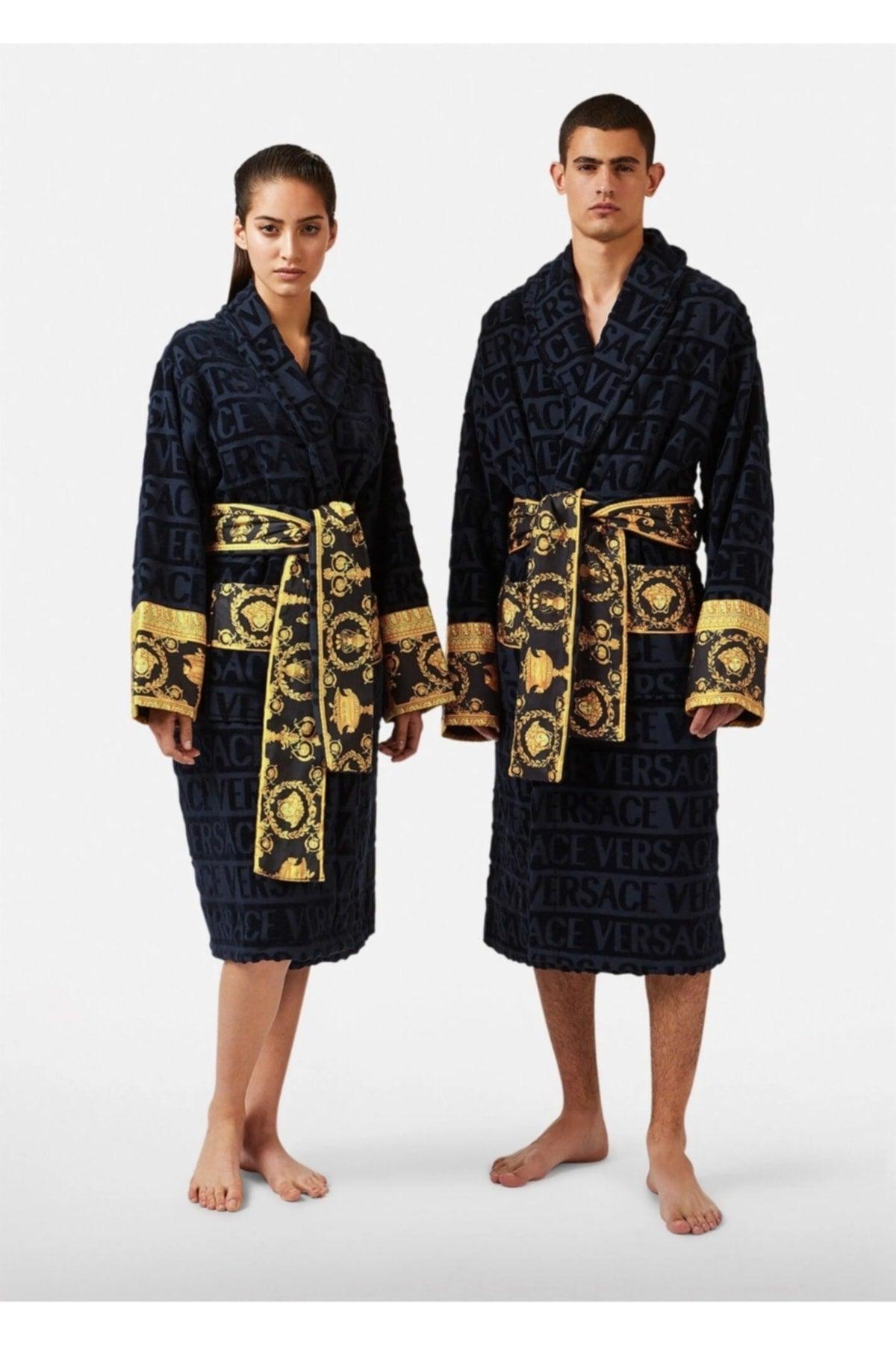 Versace Home Unisex Bathrobe Navy - Swordslife