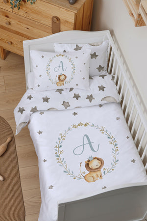 Organic Baby Duvet Cover Set (100X150) - Letter Series - Lion - Letter A