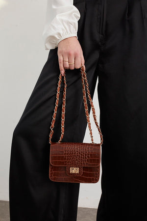 Taba Women'S Crocodile Patterned Mini Shoulder Bag