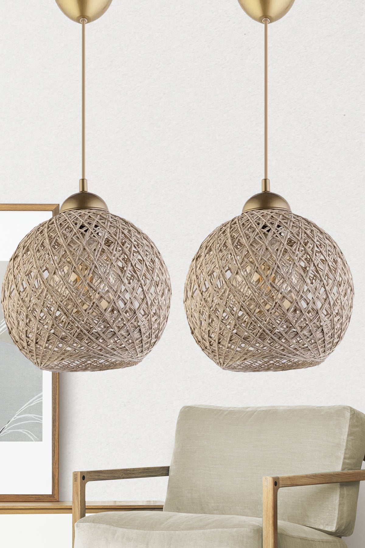 2Pcs Balle Pendant Lamp Ball Chandelier