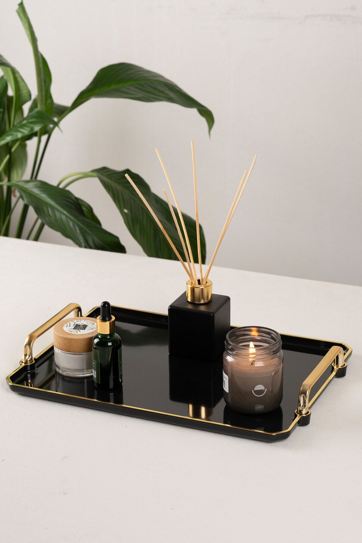 Black Tray Presentation Decorative Home Tableware Kitchen Tea Coffee Tray