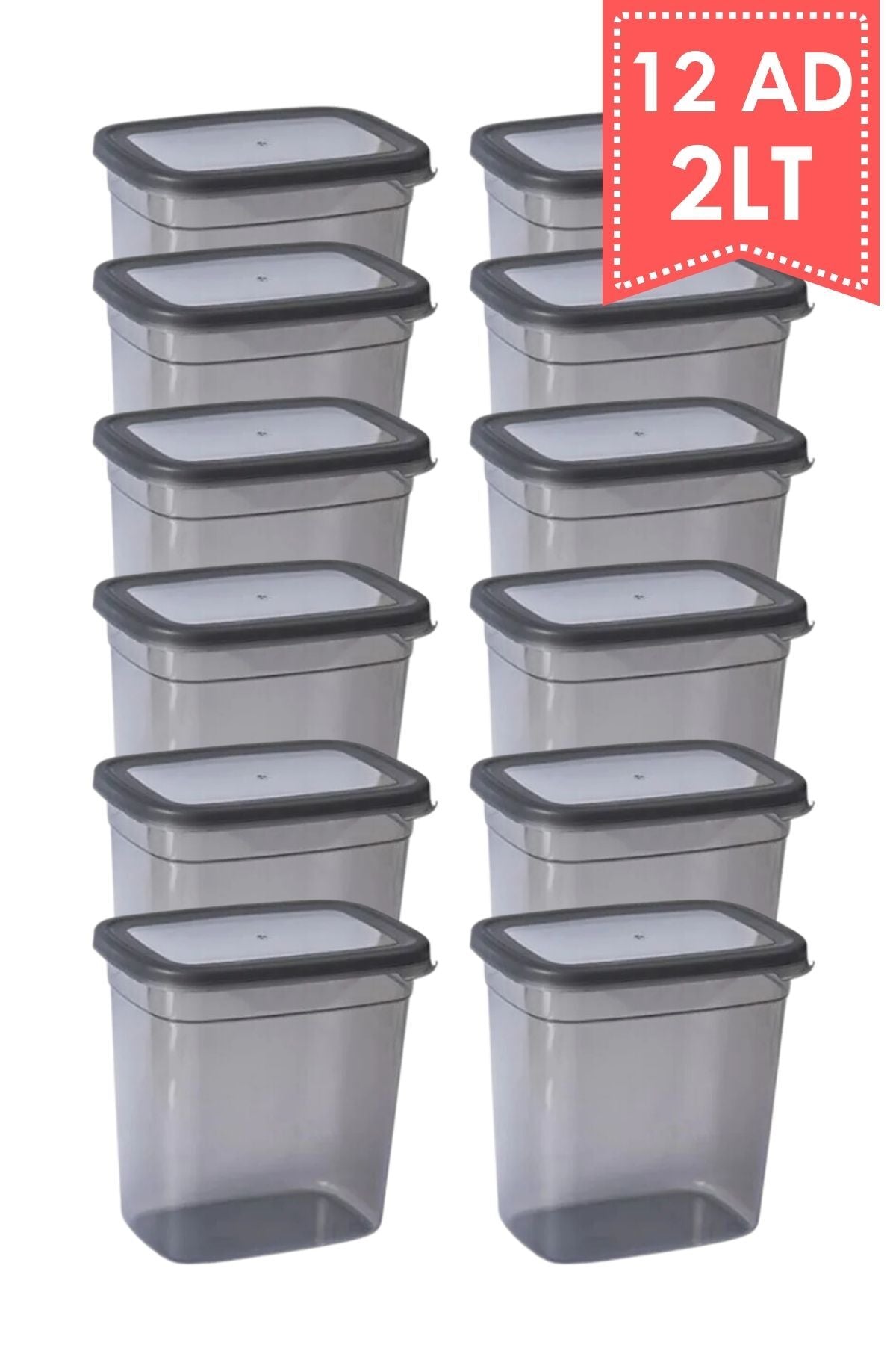 Labeled 12 Liter Large Rectangular Storage Container Set 2Lt Anthracite Supply Storage Container Jar Set