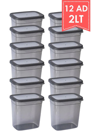 Labeled 12 Liter Large Rectangular Storage Container Set 2Lt Anthracite Supply Storage Container Jar Set