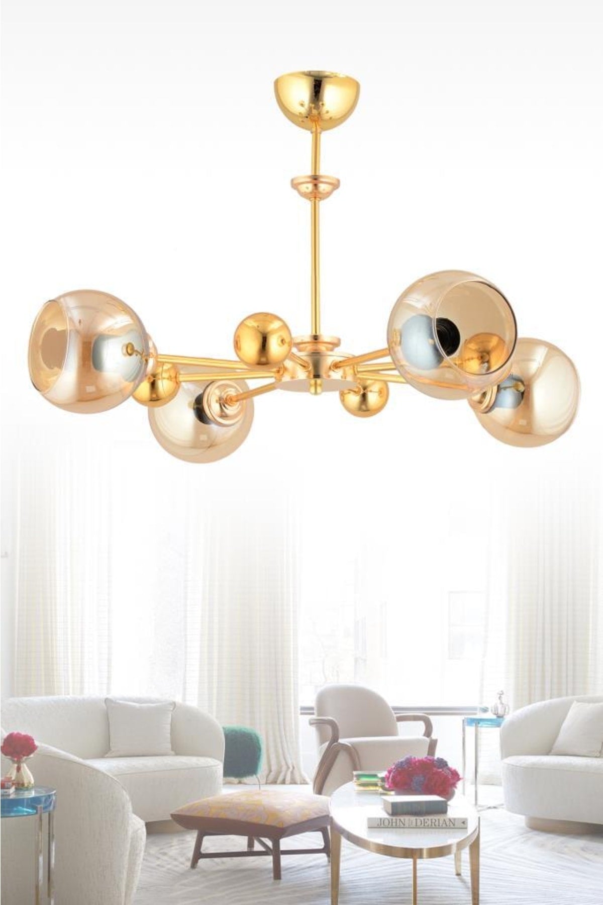 Nairobi 4-Piece Gold Yellow Opaque Glass Chandelier