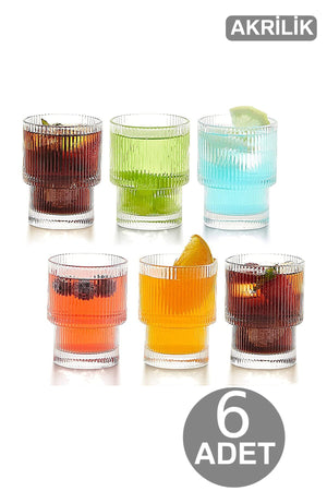 Acrylic Origami Style Soft Drink Cup | Cold Drink Decorative Glass 300 Ml (6 Pcs) Not Glass!