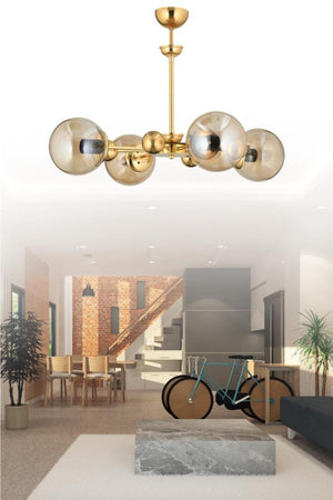 Nairobi 4-Piece Gold Case Yellow Globe Glass Chandelier