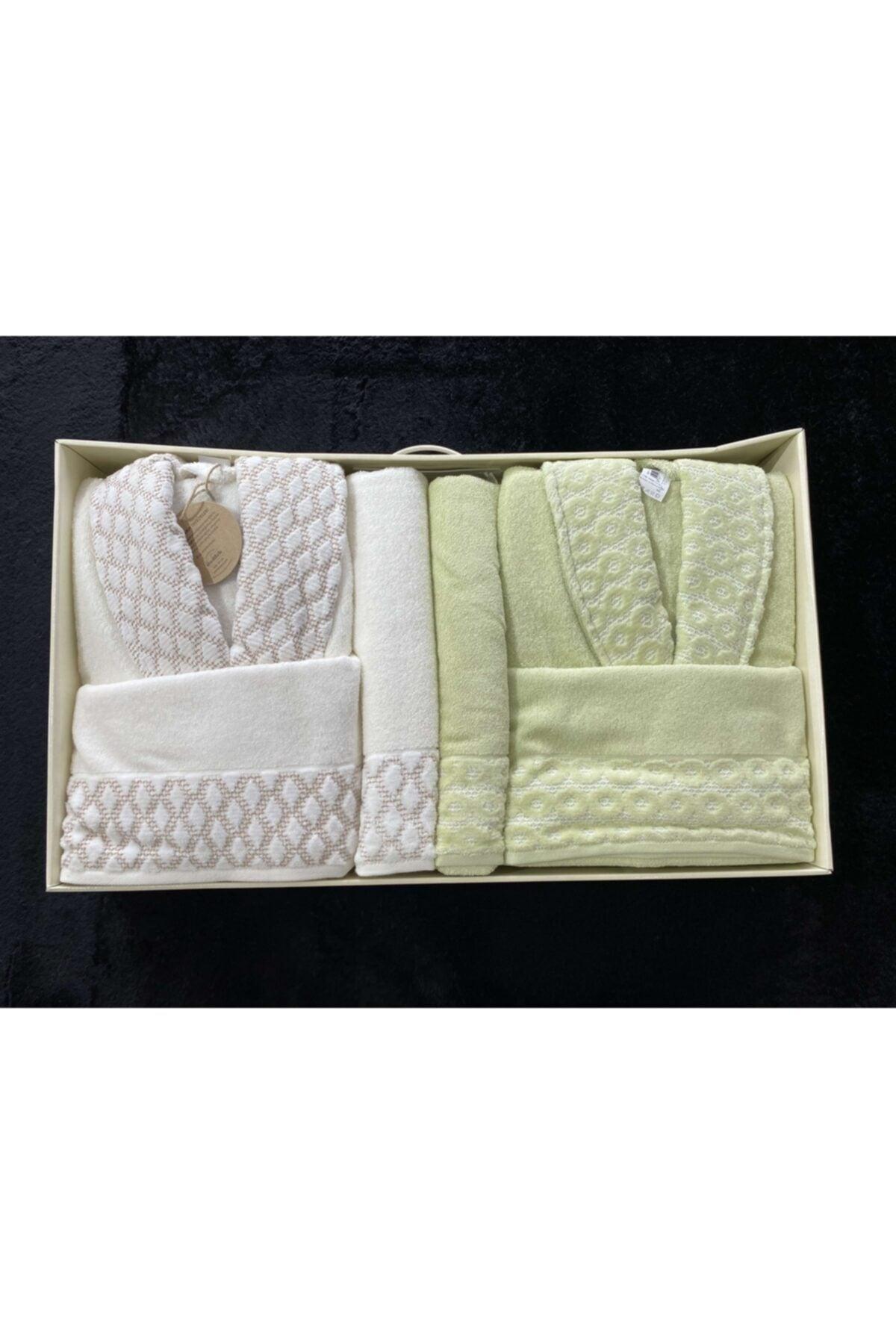 Family Aqua Cream Green Bathrobe Set - Swordslife