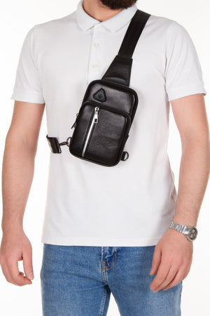 100% Genuine Leather Cross Strap Chest And Shoulder Bag With Headphone Outlet Adl-56478