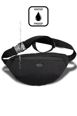 Unisex Black Waterproof Fabric Waist And Shoulder Bag