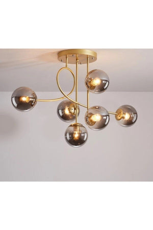 Jade 6-Piece Special Design Modern Sports Gold Color Glop Smoked Glass Living Room - Kitchen - Bedroom Chandelier