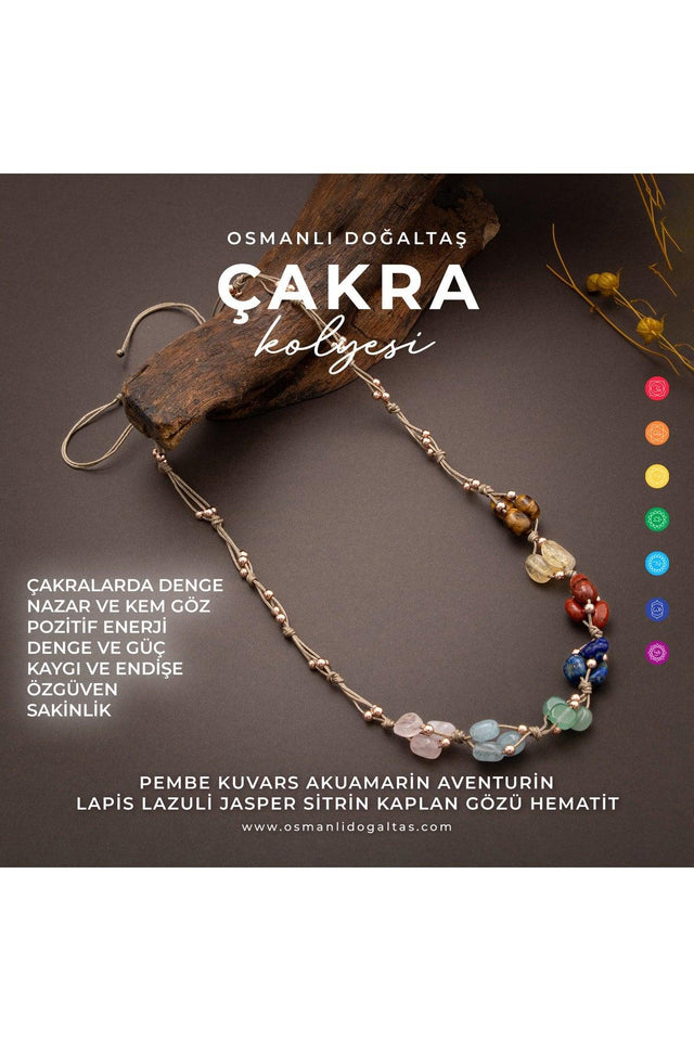 Certified Chakra Necklace Macrame Closure 100% Handcrafted Natural Cut Natural Stone - Swordslife