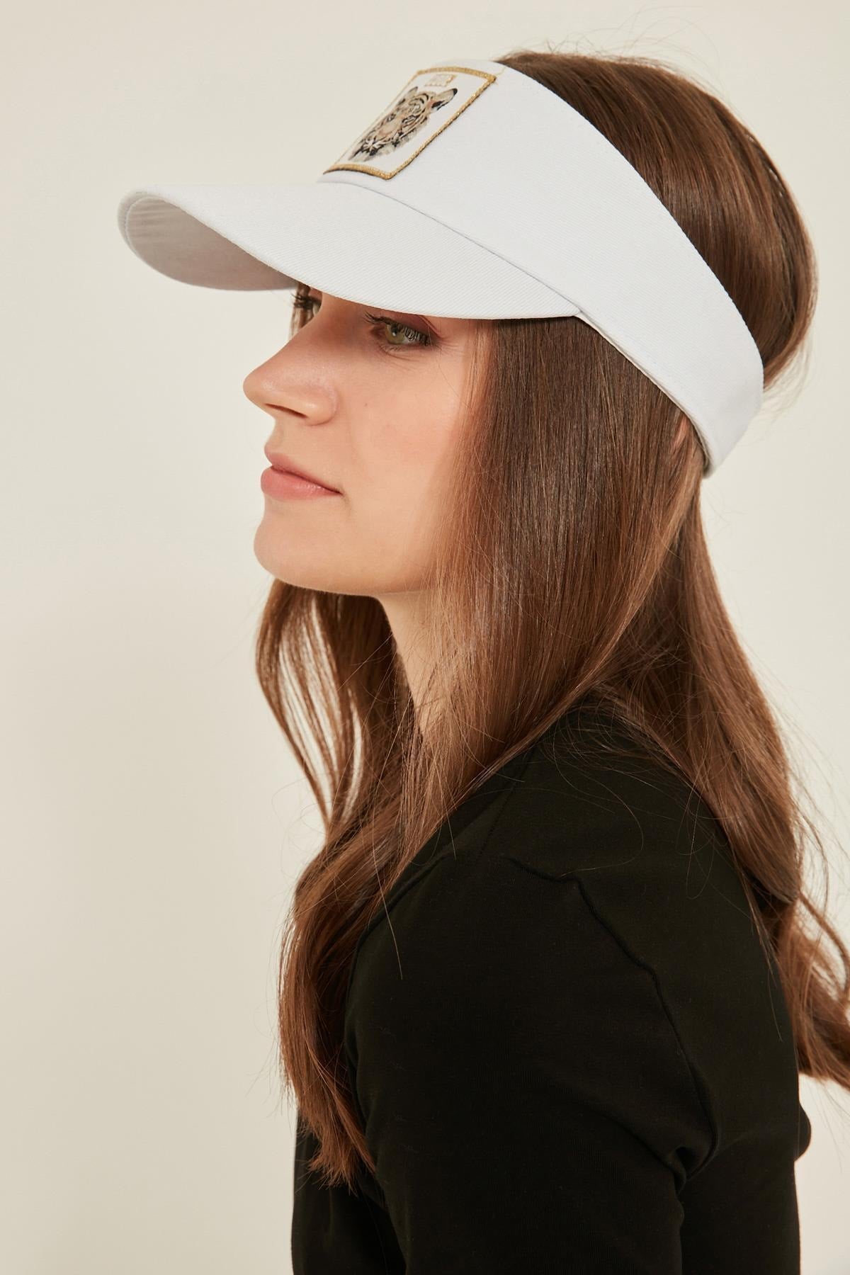 14096 Tiger Crest White Visor Hat