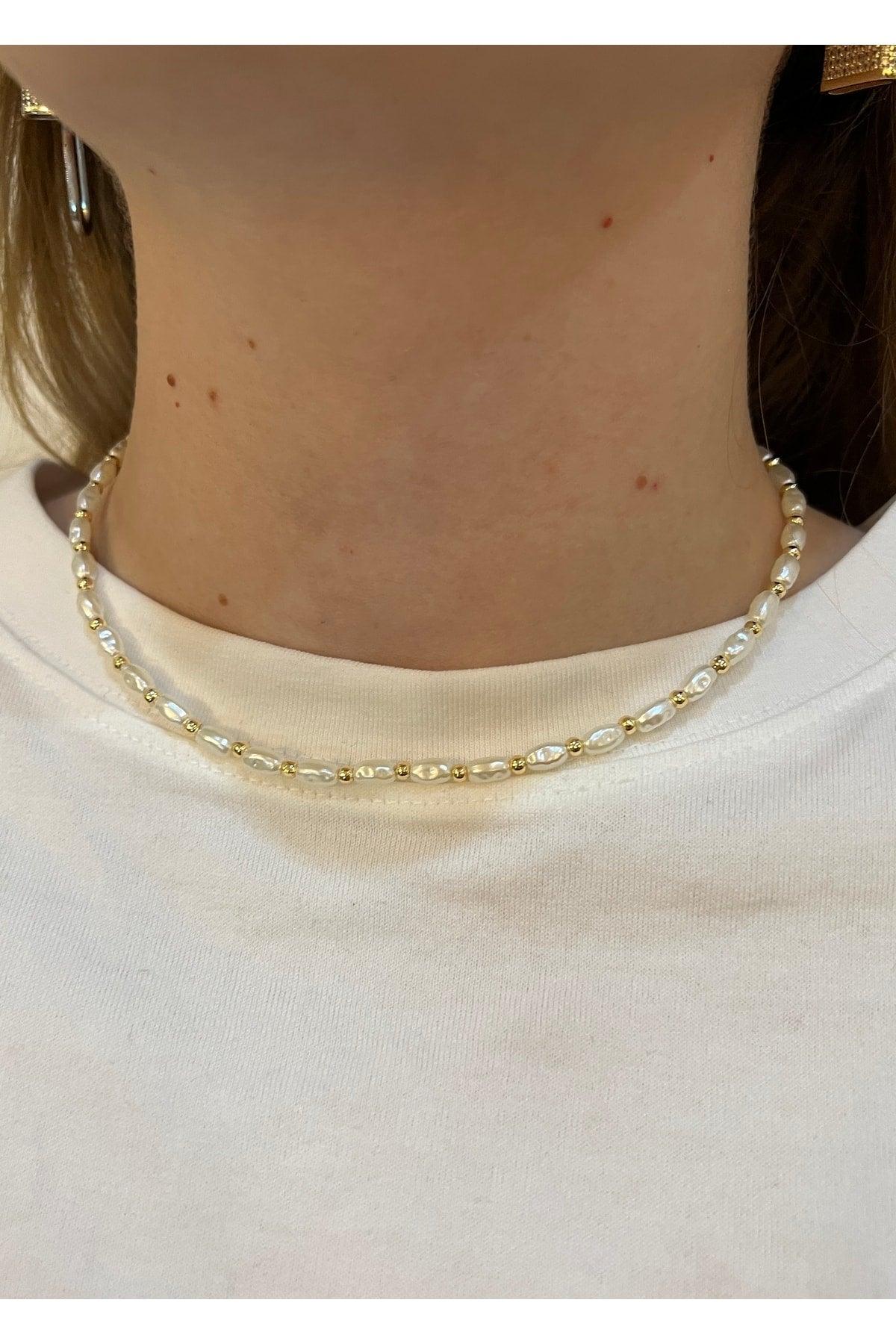 Gold Color Pearl Ball Necklace - Swordslife