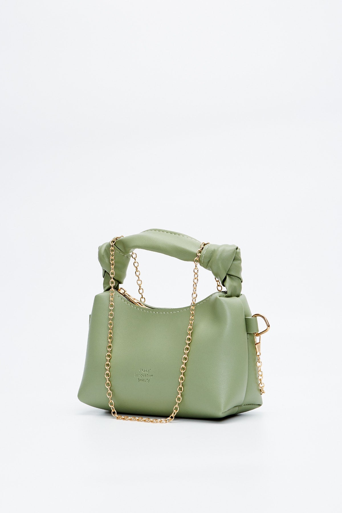 Mint Green Shk24 Soft Leather Knot Detailed Chain Strap Hand And Shoulder Bag L:14 E:22 W:8 Cm