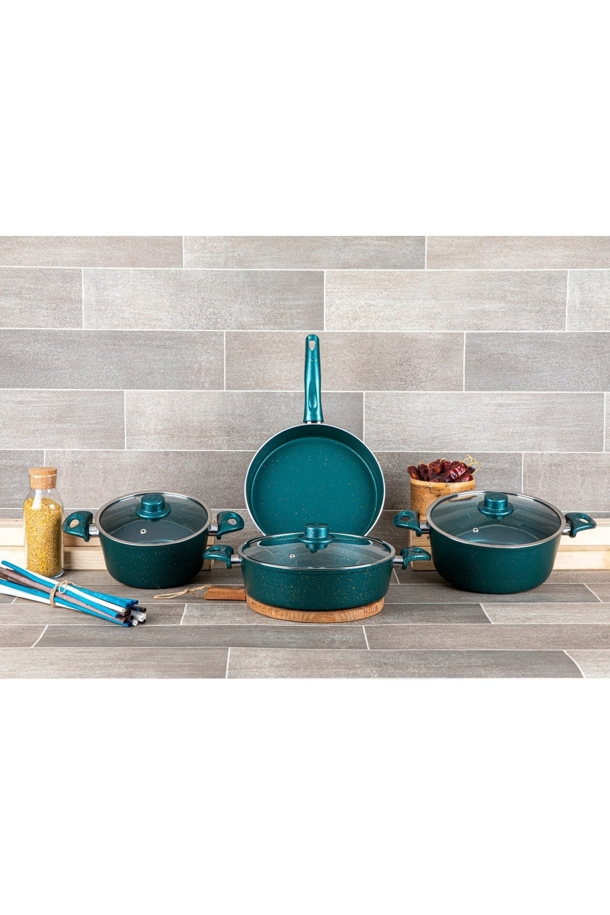 Granite 7 Pieces Chef Pan And Cookware Set