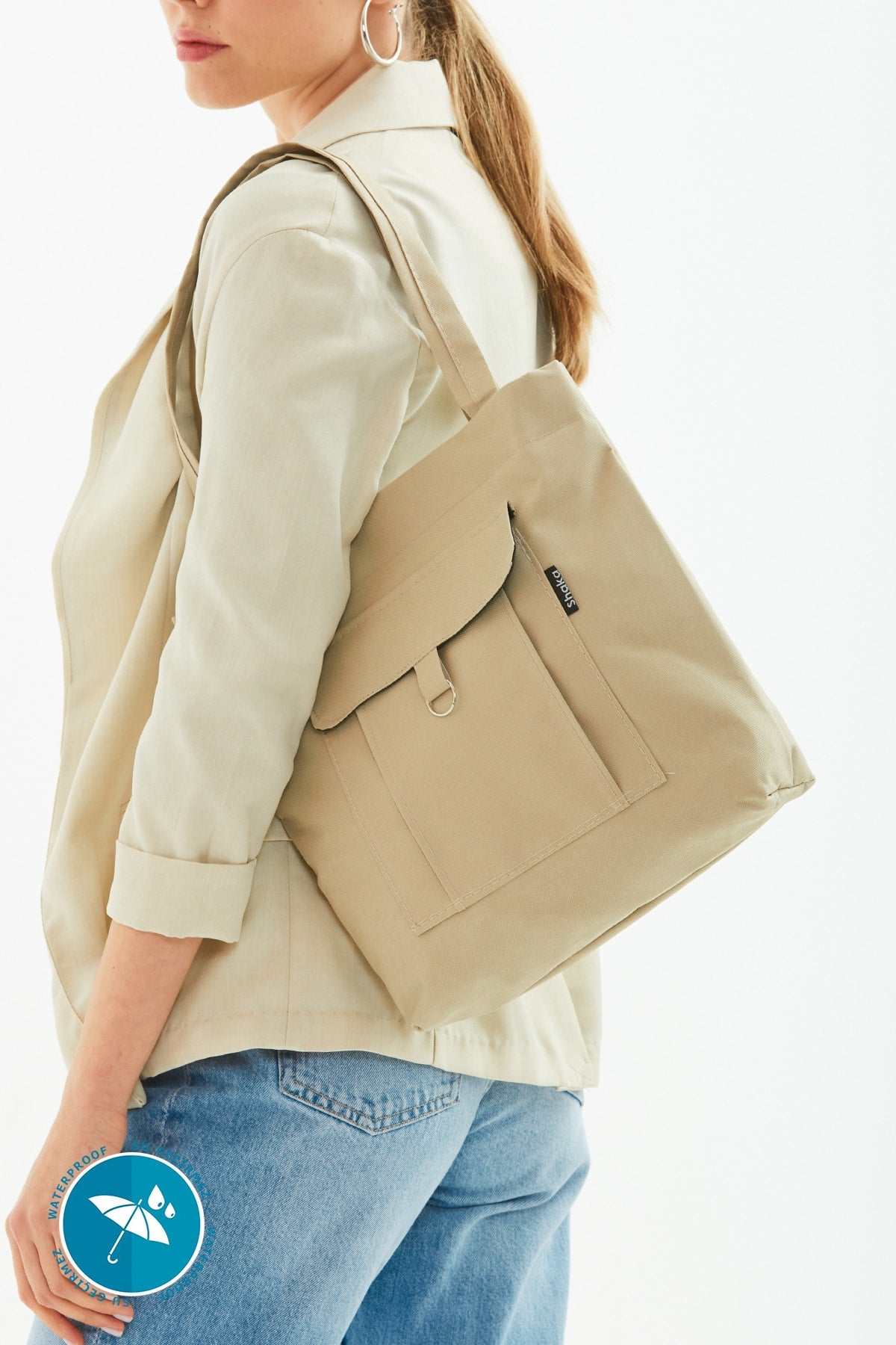 Beige U7 2-Compartment Large Volume Waterproof Fabric Women'S Sports Daily Arm And Shoulder Bag B:35 E:35