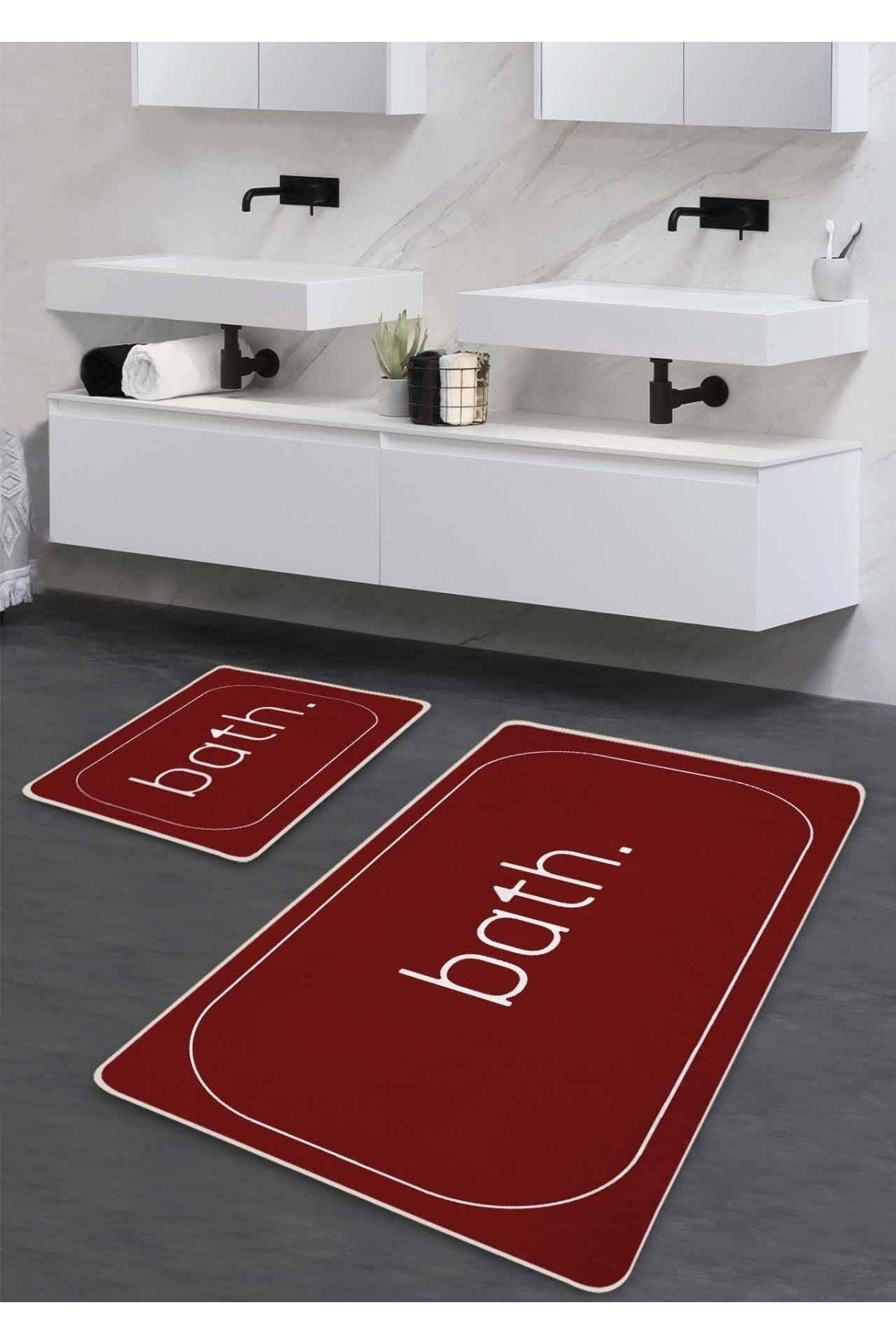 Non-Slip Base Washable Double Bath Mat - Cherry Bath Patterned 60*100 Cm - 50*60 Cm - Swordslife