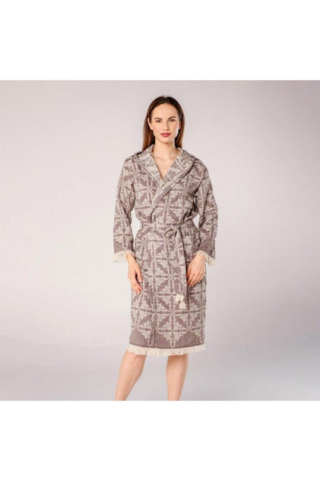 Square Mosaic Patterned Women's Peshtemal Beach Robe - Swordslife