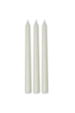 White Candlestick Candle 3 Pcs Shiny Metallic Long Body Tapered Candle - Swordslife