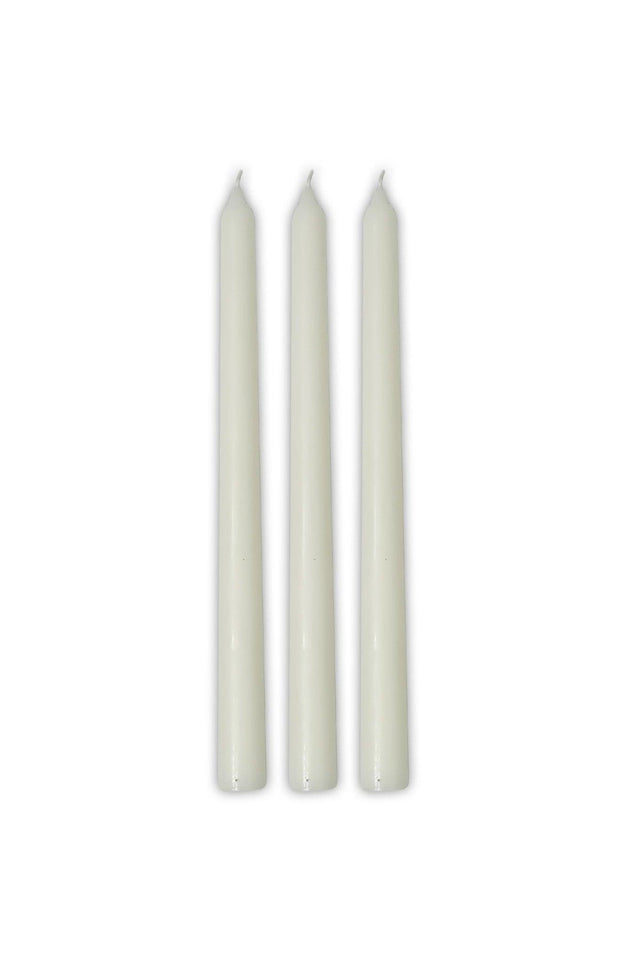 White Candlestick Candle 3 Pcs Shiny Metallic Long Body Tapered Candle - Swordslife