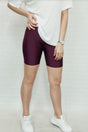 Women's Burgundy High Waist Slimming Fitness Short Disco Biker Shorts Leggings - Swordslife