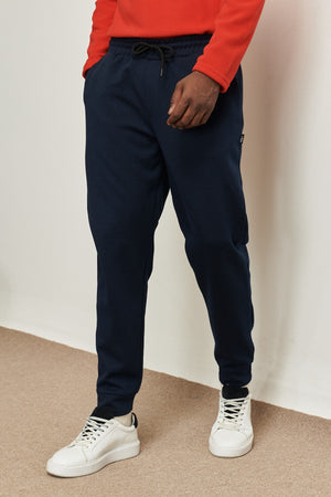 Men'S Navy Blue Standard Fit Normal Cut Waist And Elastic Elasticated Comfortable Sports Sweatpants