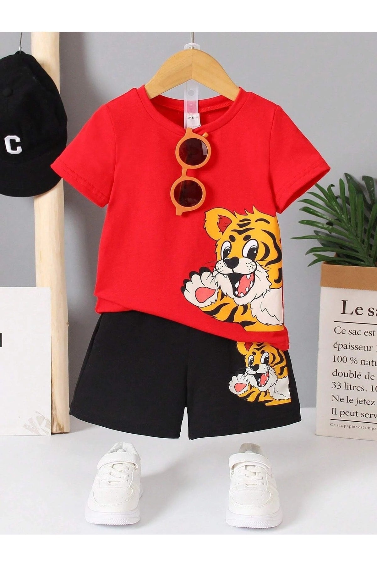 Boys Tiger Pattern T-Shirt And Shorts Set