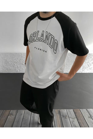 Plus Size Orlando Florida Printed Black Oversize T-Shirt