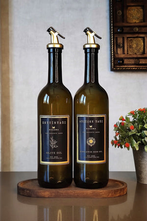 Wooden Stand Amber Black Gold 2 Pack 750 Ml Olive Oil Oil Bottle Oil Pot Oil Holder