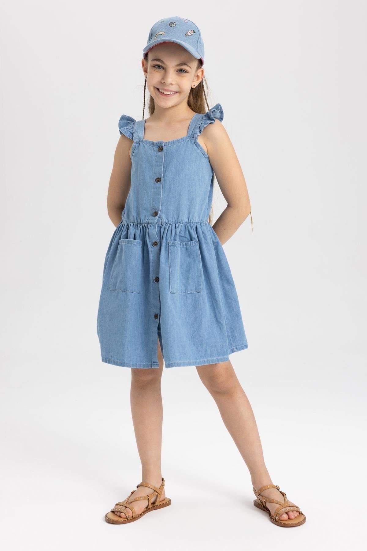 Girl Relax Fit Sleeveless Jean Dress