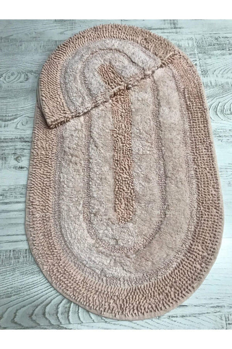 Natural Cotton Spaghetti Oval Powder 2 Pcs Bath Mat Set Bathroom Carpet Closet Set - Swordslife