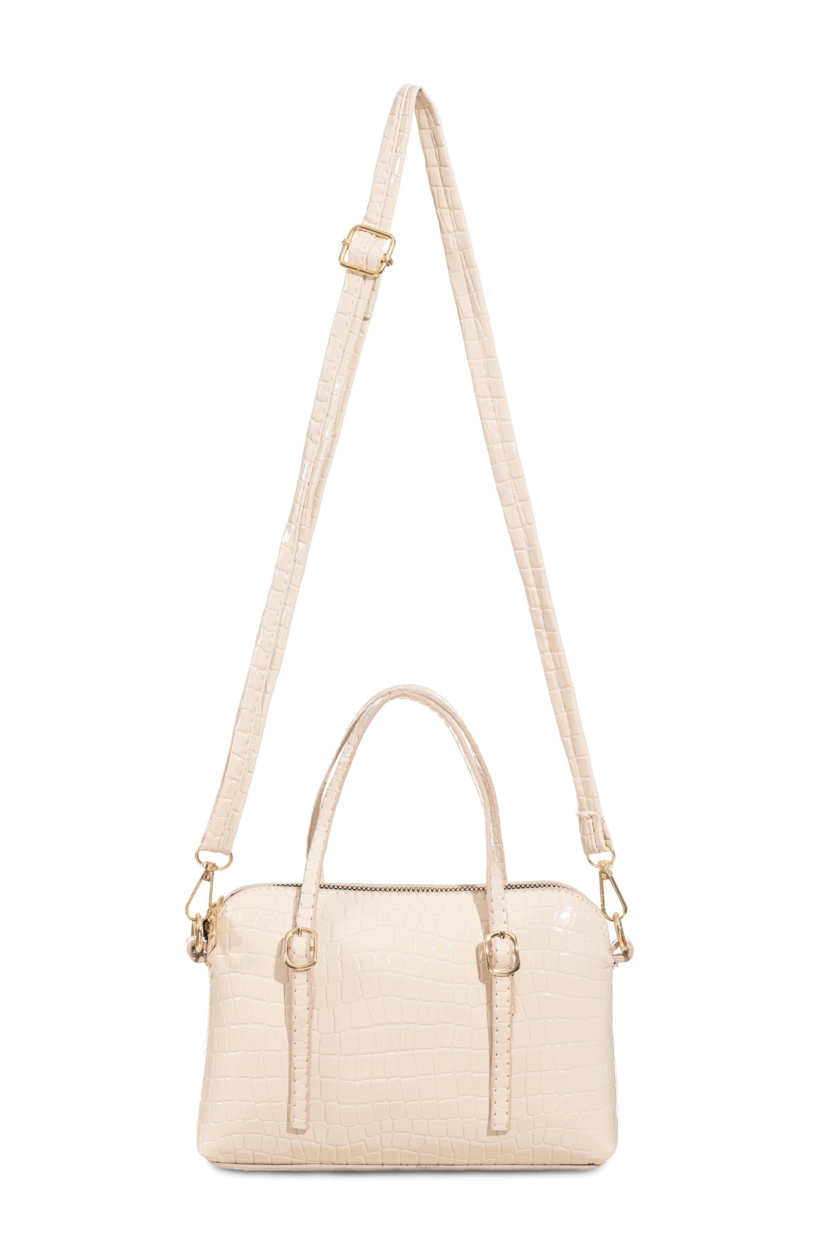 Women'S Leather Look Double Handle Bag
