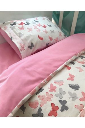 100% Cotton Baby Girl Duvet Cover Set With Butterfly 100X150