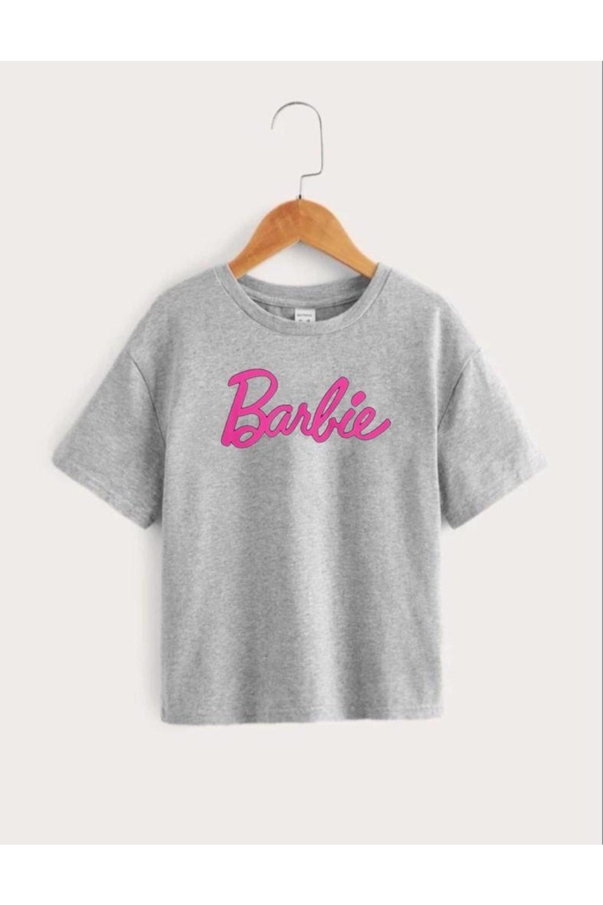 Kids Unisex Oversize Gray Barbie Printed T-Shirt