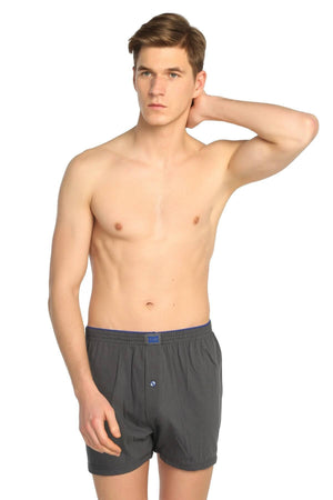 Men'S Smoked 6 Pack Combed Cotton Buttoned Boxer Elf568T0117Ccm6
