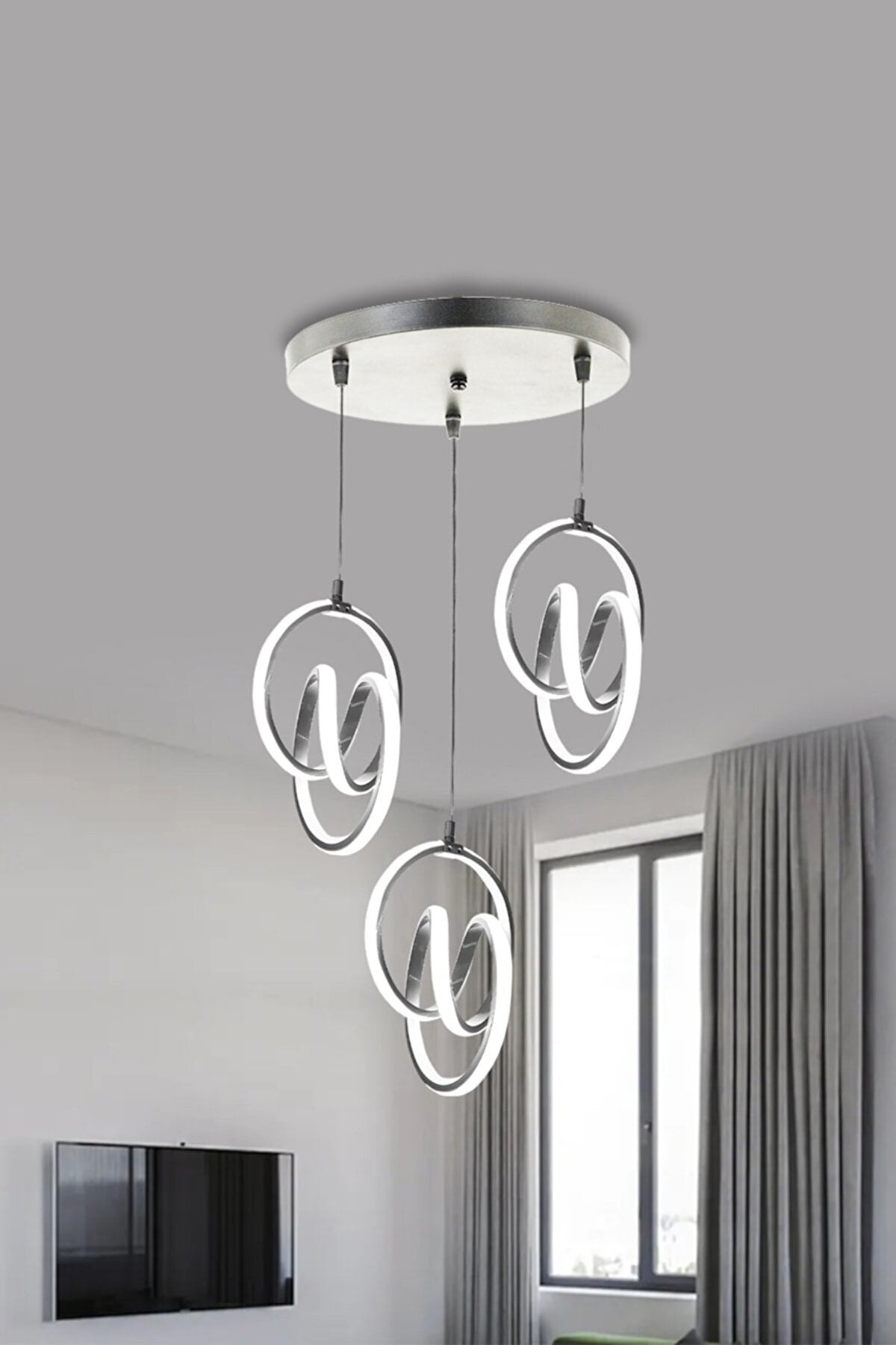 Original Signature 3-Piece Modern Silver Case White Light LED Chandelier Signature 3-Piece LED Chandelier