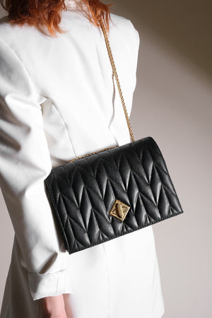 Women'S Gold Color Chain Shoulder Bag Delbin Black