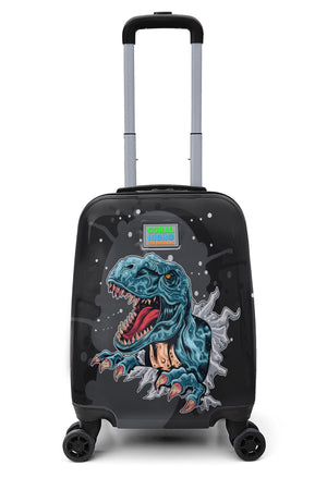 Kids Dark Gray Black Dinosaur Patterned Suitcase 16757